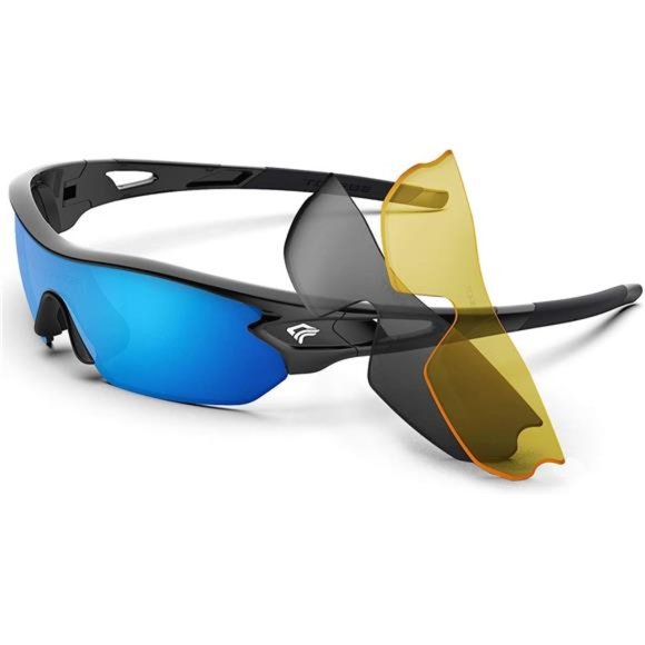 Polarized Sports Sunglasses for Men Women Tr002-black&ice Blue Lens